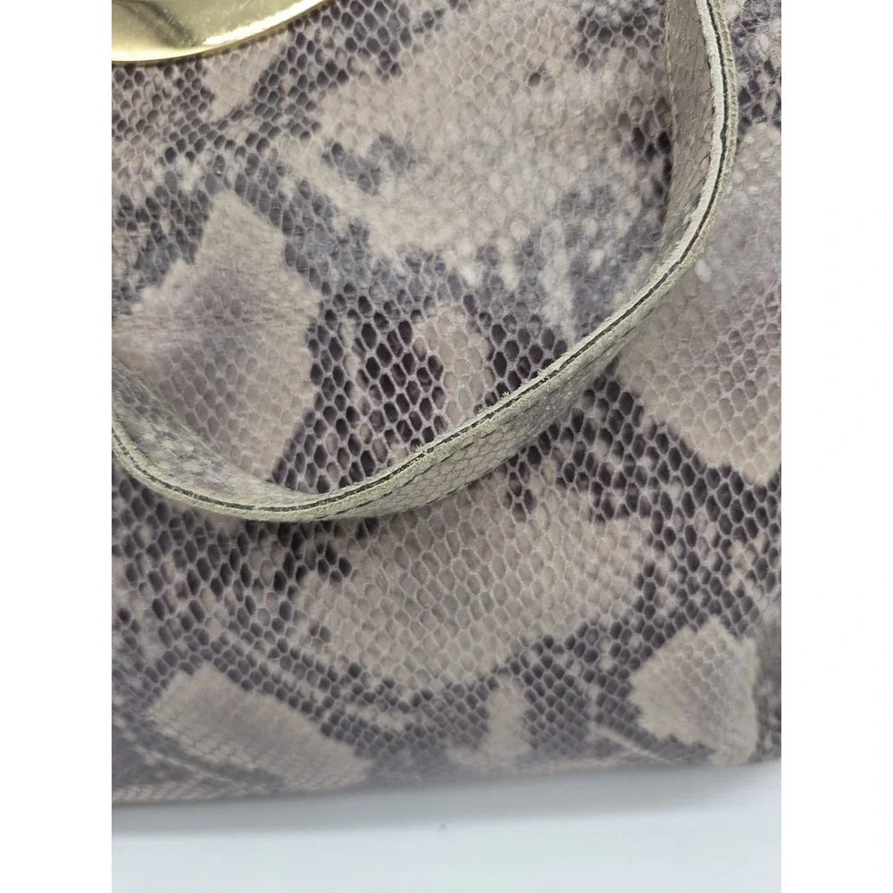 GILI Got It Love It Leather Snakeskin Slouchy Hobo Bag Brown Gold Double handle